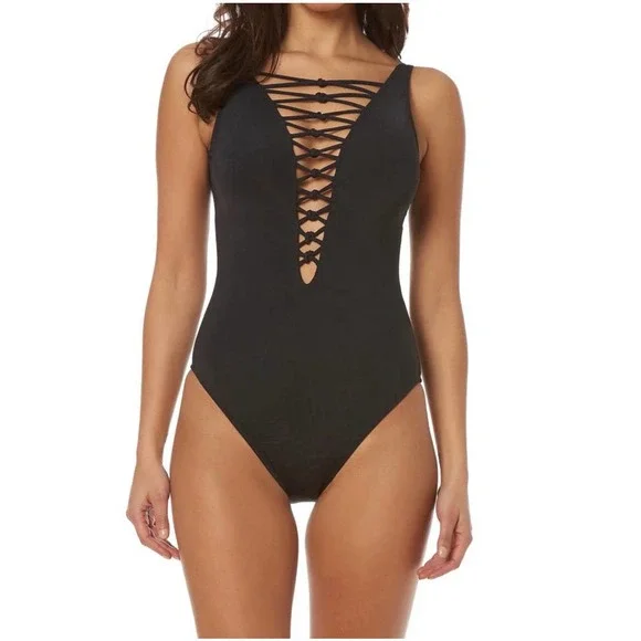 BLEU ROD BEATTIE Let’s Get Knotty Black One Piece - size 8 - Picture 1 of 4